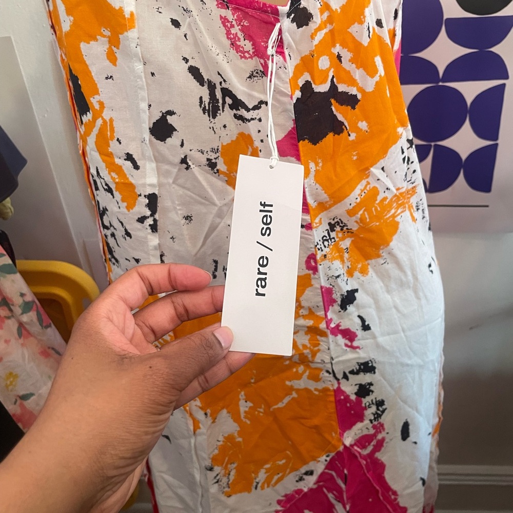 Vibrant Asymmetrical Dress in Pink and Orange - Picture 2 of 3